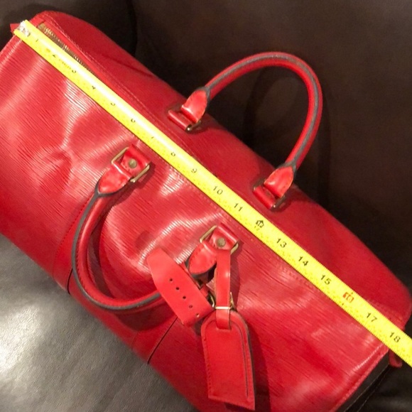 LOUIS VUITTON Red Epi Leather Keepall 50 Boston Travel Duffle Bag LV 50 - Picture 16 of 17